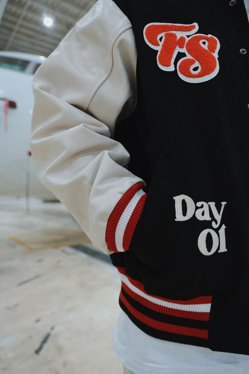 Fly Supply {MANIFEST VARSITY JACKET} (BLACK)