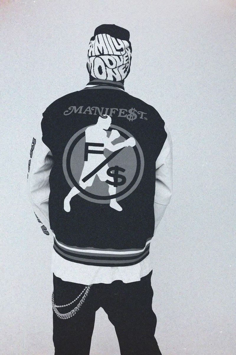Fly Supply {MANIFEST VARSITY JACKET} (BLACK)