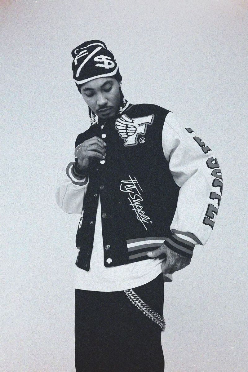 Fly Supply {MANIFEST VARSITY JACKET} (BLACK)