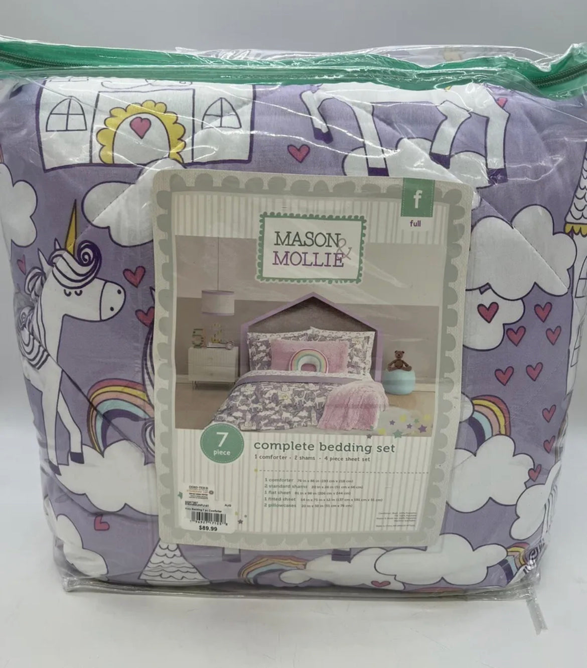 Mason & Mollie Unicorn Bed in a Bag (7 Piece Unicorn Bedding Set Full Size)