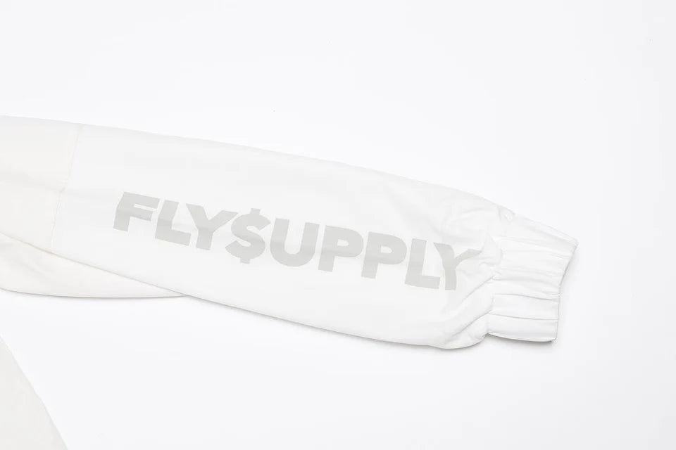 Fly Supply {HAPPY POCKETS WINDBREAKER ZIP-UP JACKET} (WHITE)