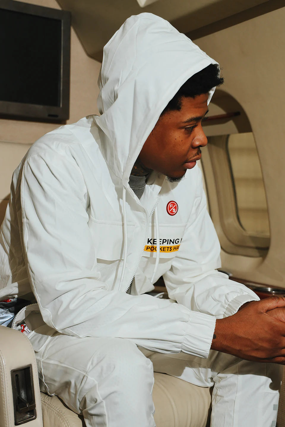 Fly Supply {HAPPY POCKETS WINDBREAKER ZIP-UP JACKET} (WHITE)