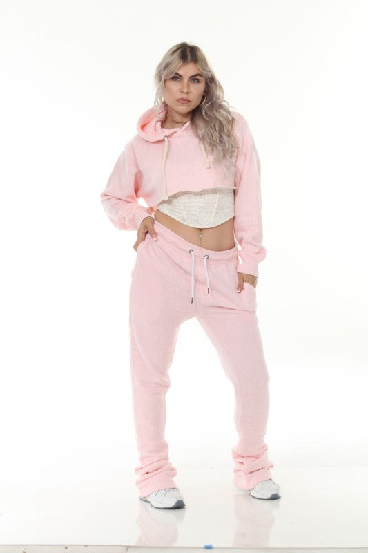 Stylo {Cropped Peach Nantucket Flared Sweatsuit}