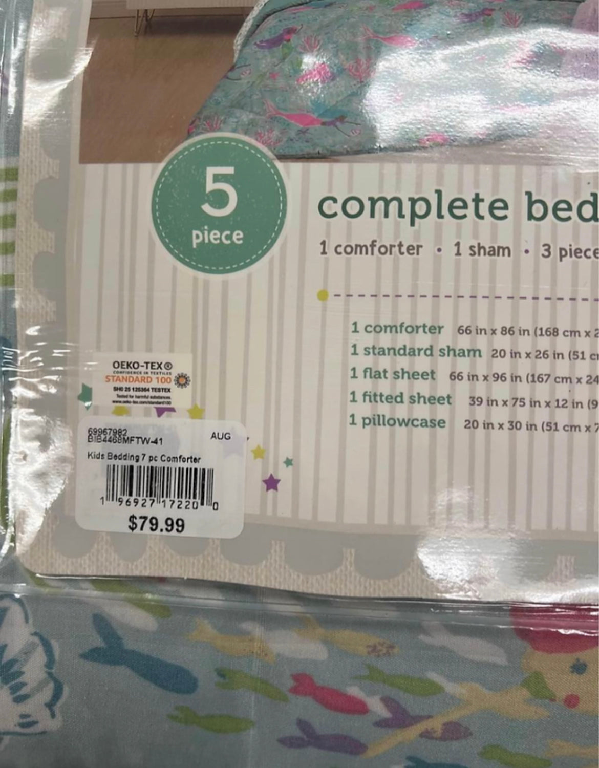 MASON & MOLLIE Complete (5-Piece Mermaid Bedding Set TWIN Machine Washable)