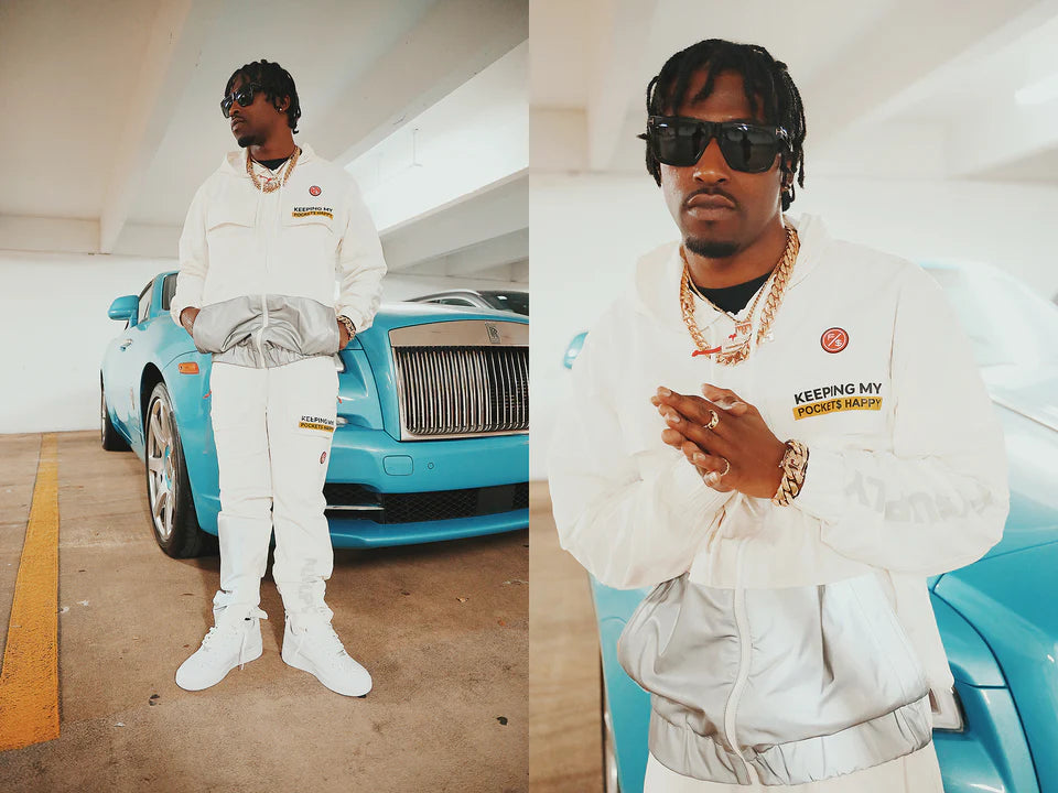 Fly Supply {HAPPY POCKETS WINDBREAKER ZIP-UP JACKET} (WHITE)