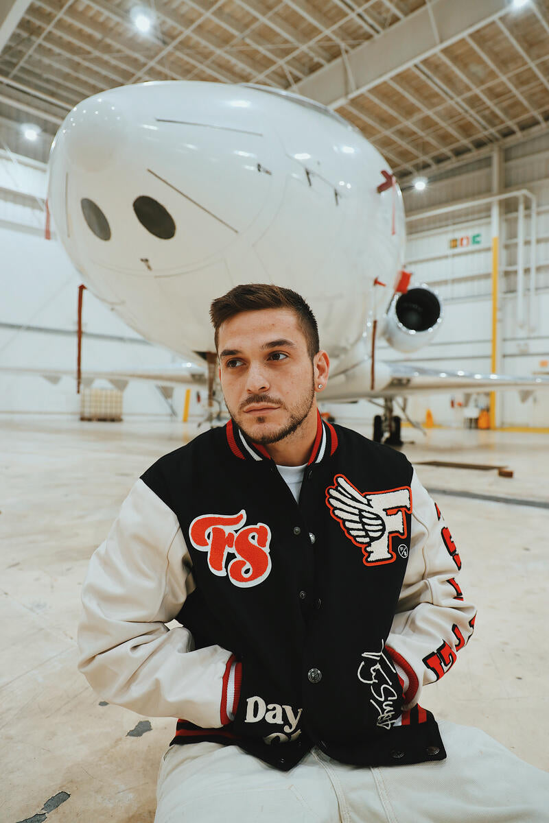 Fly Supply {MANIFEST VARSITY JACKET} (BLACK)