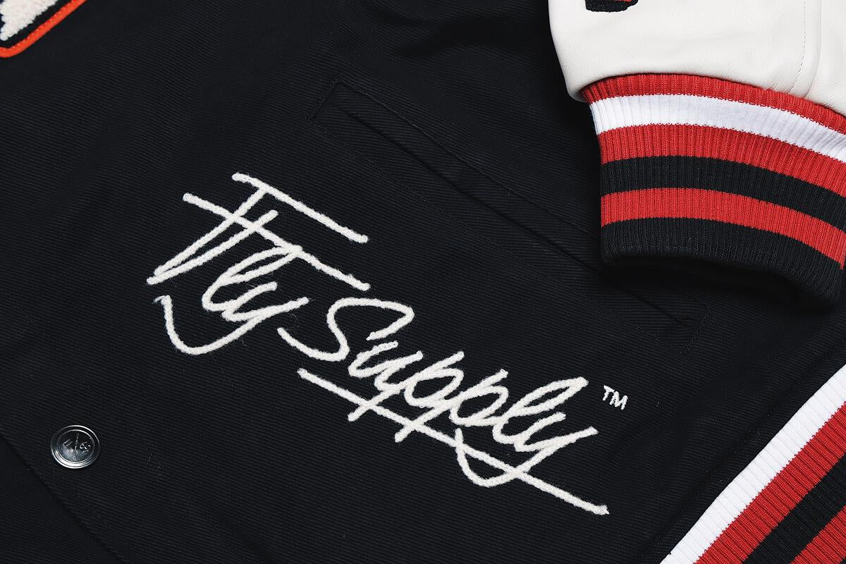 Fly Supply {MANIFEST VARSITY JACKET} (BLACK)