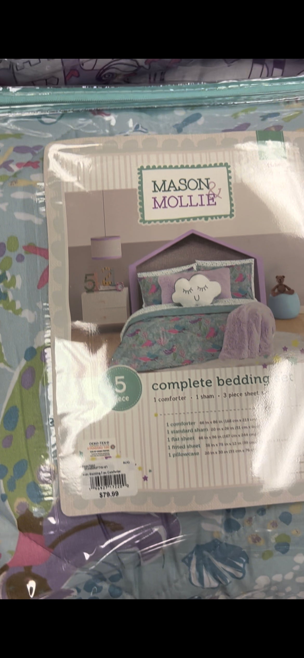 MASON & MOLLIE Complete (5-Piece Mermaid Bedding Set TWIN Machine Washable)