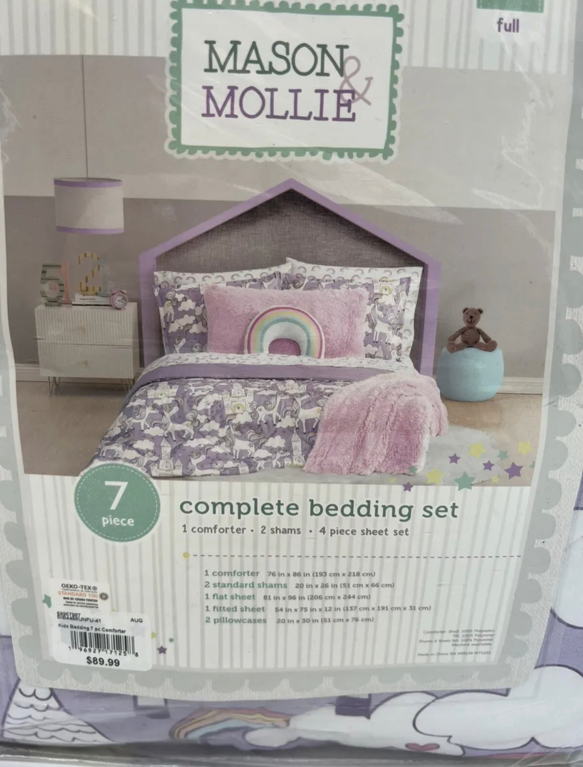 Mason & Mollie Unicorn Bed in a Bag (7 Piece Unicorn Bedding Set Full Size)