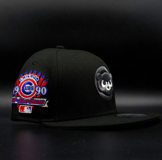 Chicago Cubs Black Bear Face Logo 1990 All Star Game Grey Brim 9FIFTY Snapback