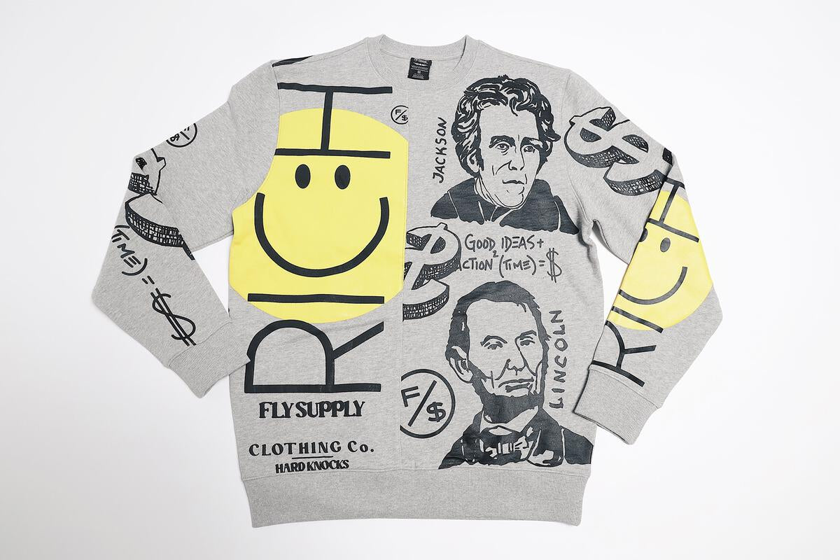 Fly Supply {New Rich Crewneck Sweater} (Heather Grey)