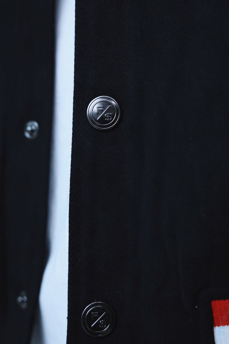 Fly Supply {MANIFEST VARSITY JACKET} (BLACK)