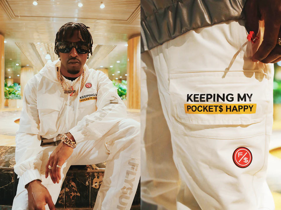 Fly Supply {HAPPY POCKETS WINDBREAKER ZIP-UP JACKET} (WHITE)