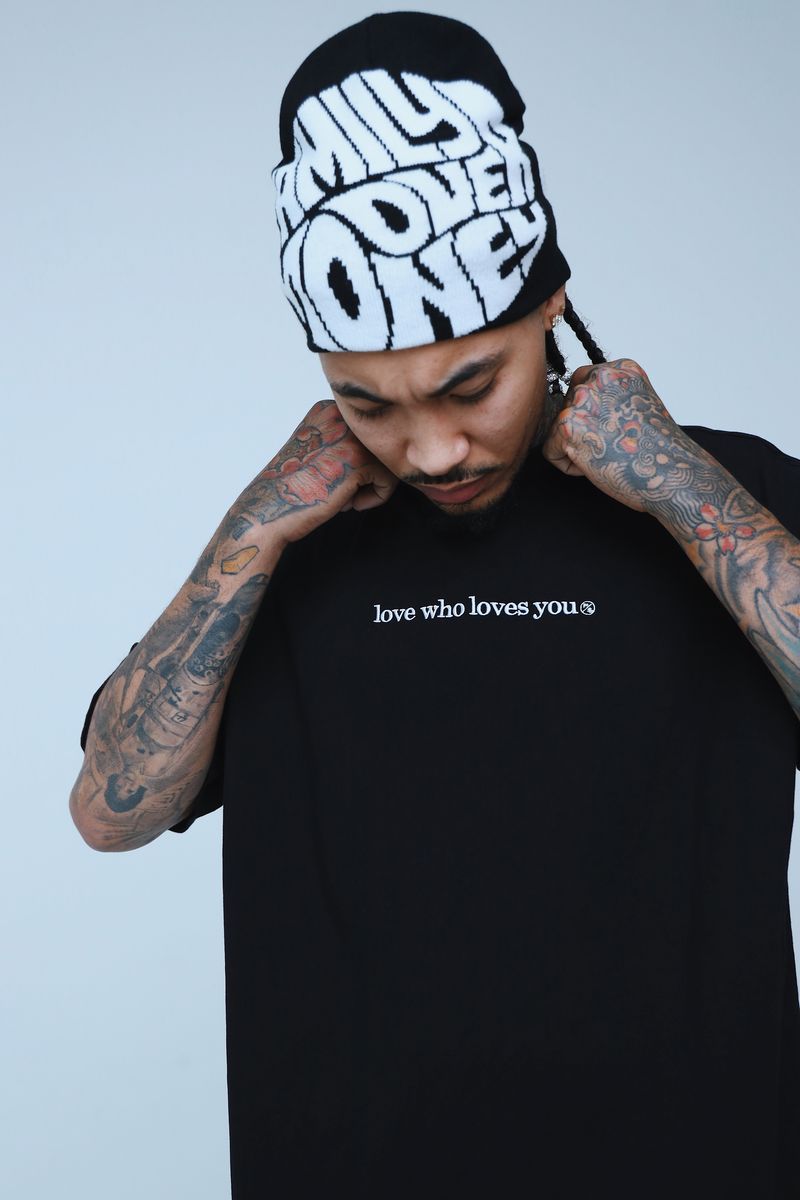Fly Supply {LOVE WHO LOVES YOU} (BLACK - OVERSIZE SHIRT)