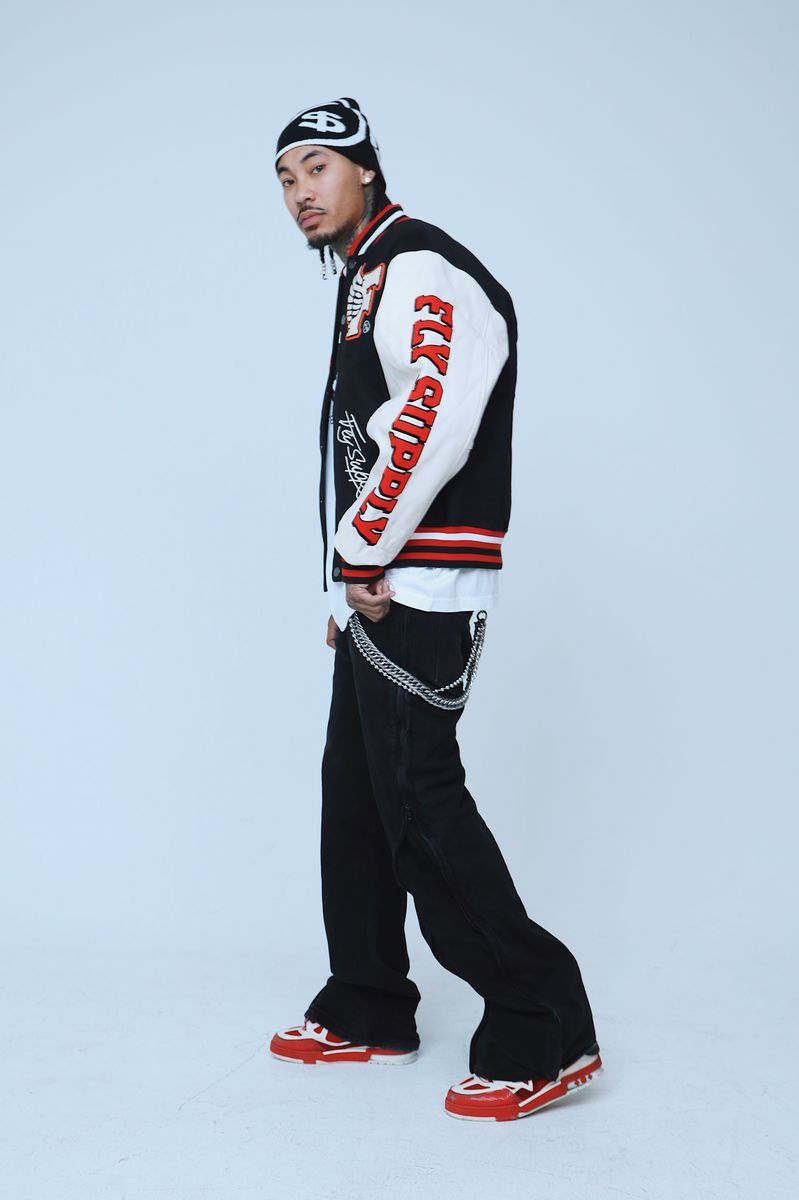 Fly Supply {MANIFEST VARSITY JACKET} (BLACK)