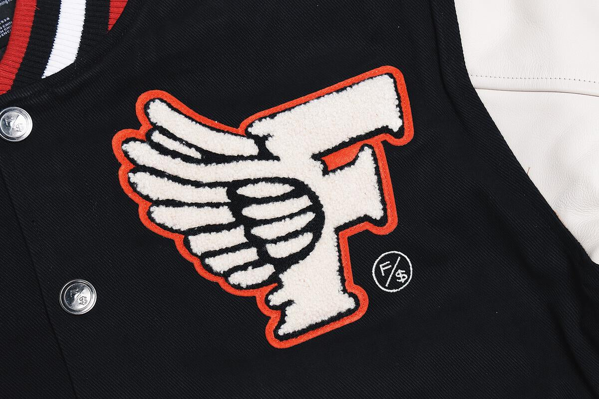 Fly Supply {MANIFEST VARSITY JACKET} (BLACK)