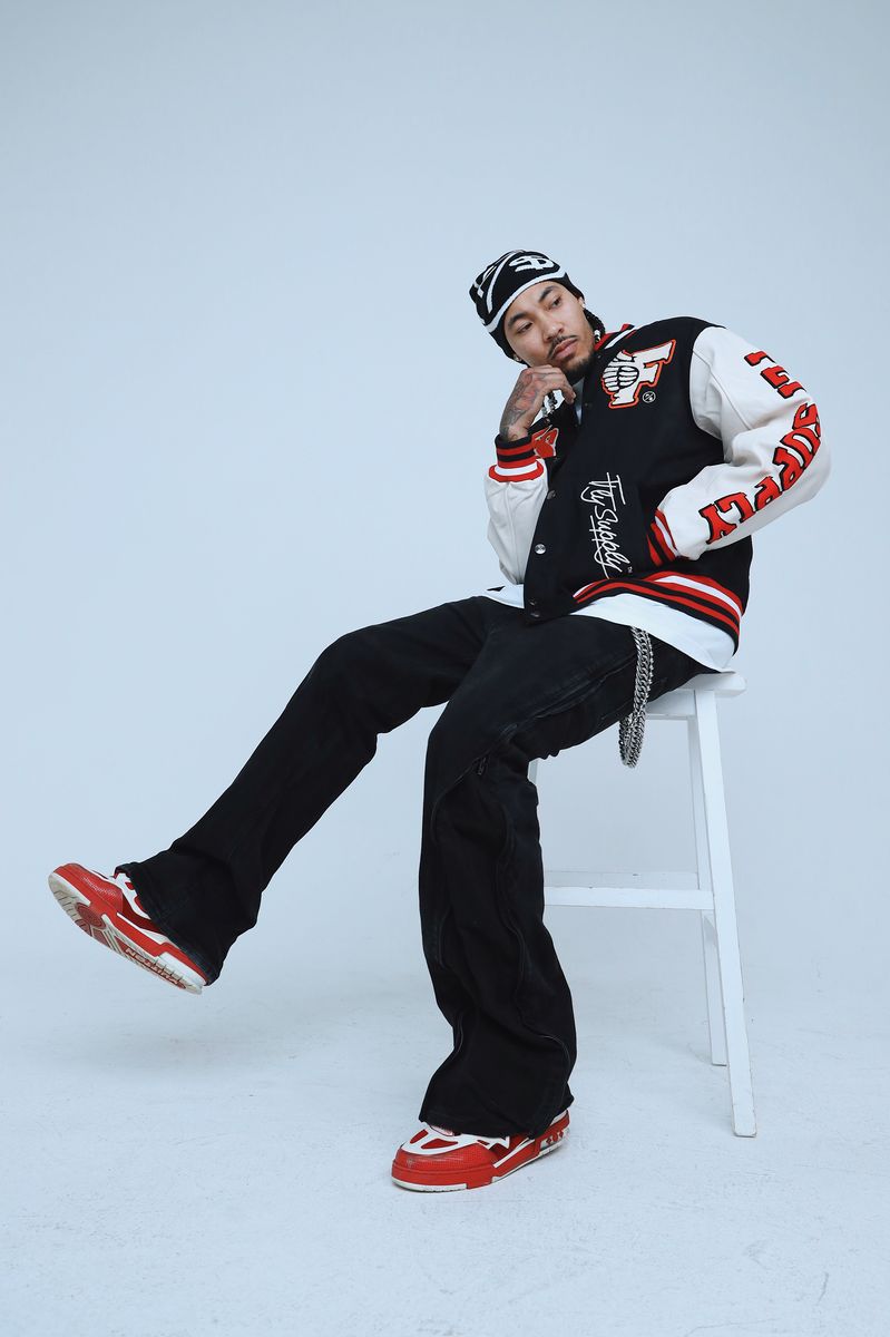 Fly Supply {MANIFEST VARSITY JACKET} (BLACK)