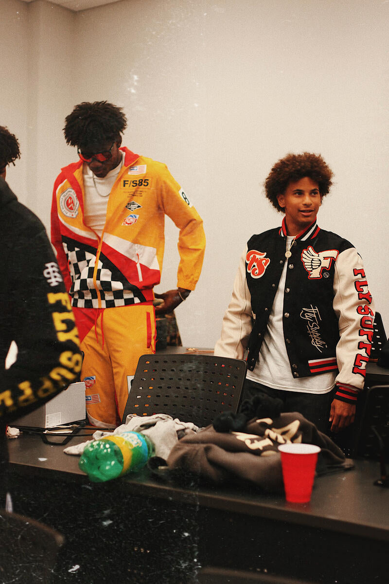 Fly Supply {MANIFEST VARSITY JACKET} (BLACK)