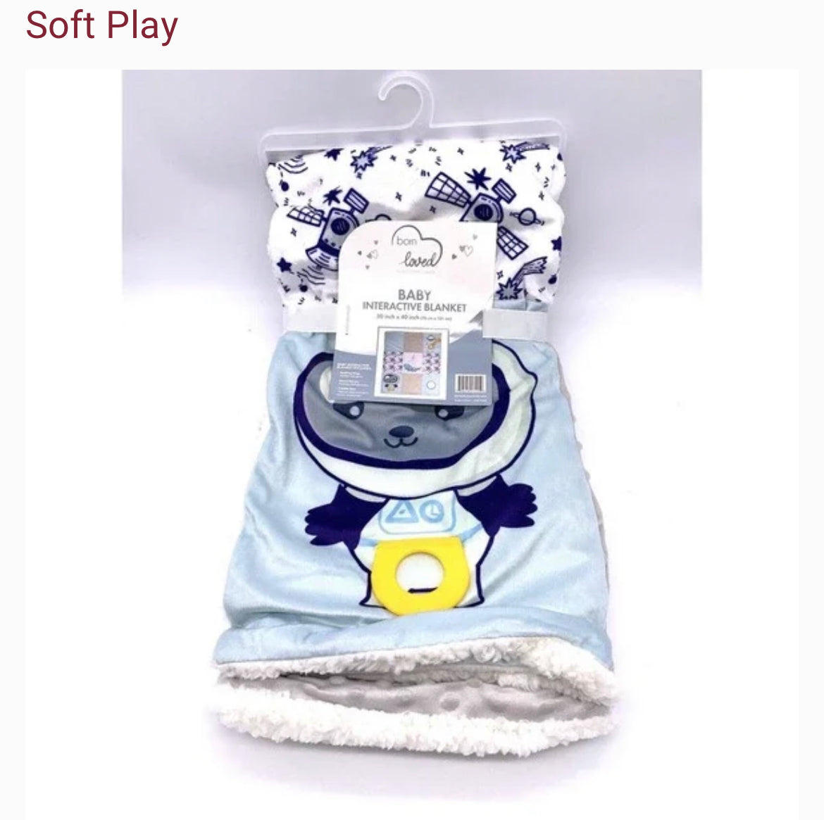 Born Loved (Baby Interactive Space Astronaut Play Teething Crinkle Blue Blanket)