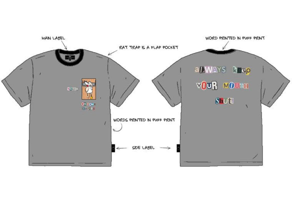 The Hideout Clothing (Never Rat Mouse Trap Pocket Tee
Men – Grey)