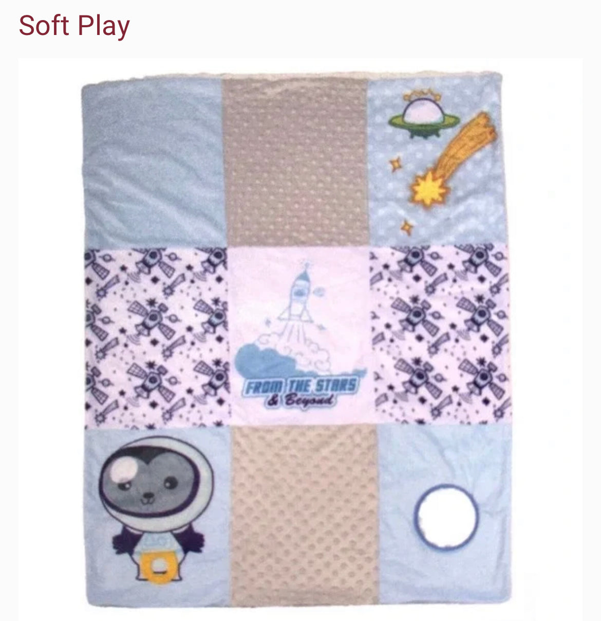 Born Loved (Baby Interactive Space Astronaut Play Teething Crinkle Blue Blanket)