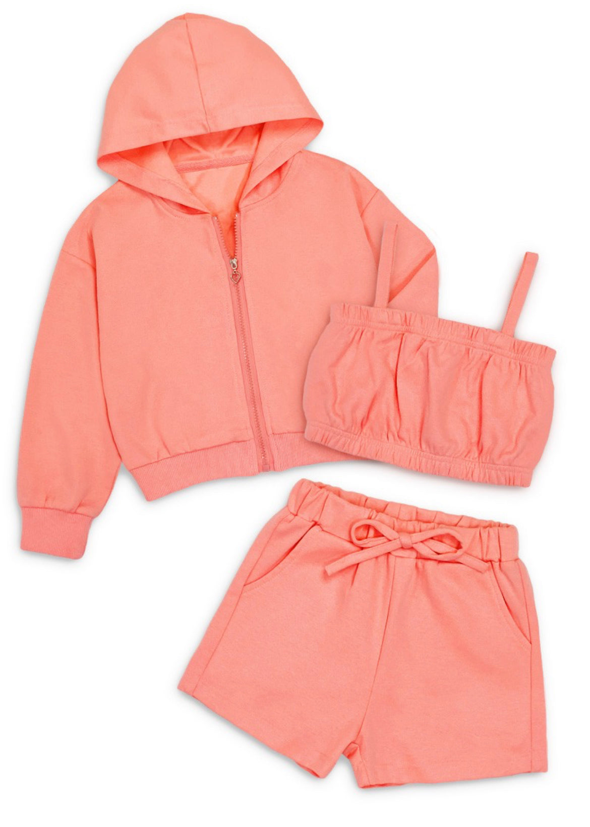 Cutie Patootie (7-14) 3 pc Active Short set W/ Zip up Hoodie