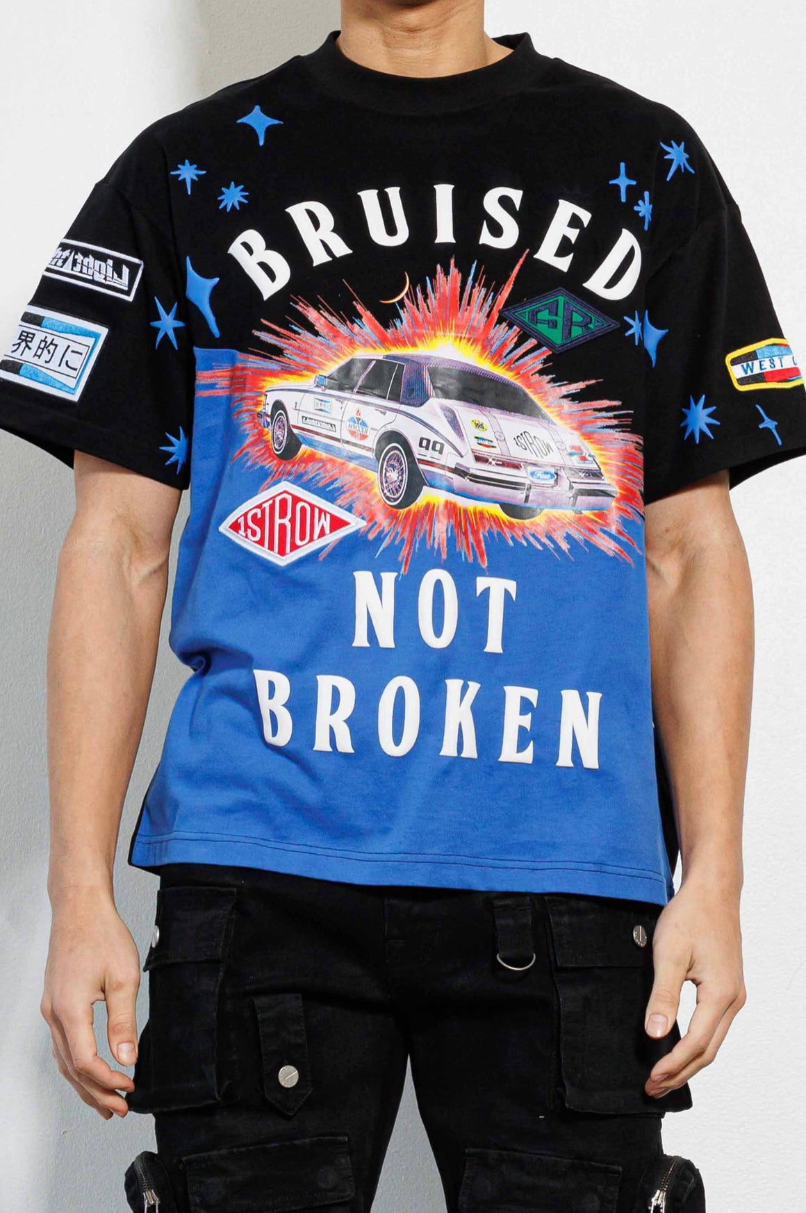 First Row (racing multi patched graphic tee)