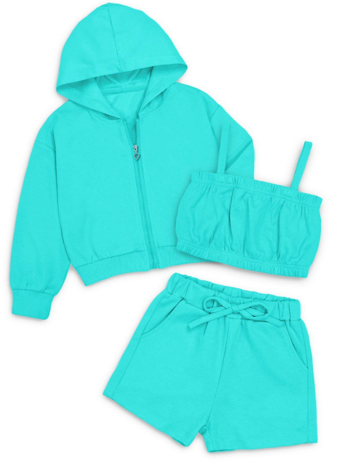 Cutie Patootie (7-14) 3 pc Active Short set W/ Zip up Hoodie