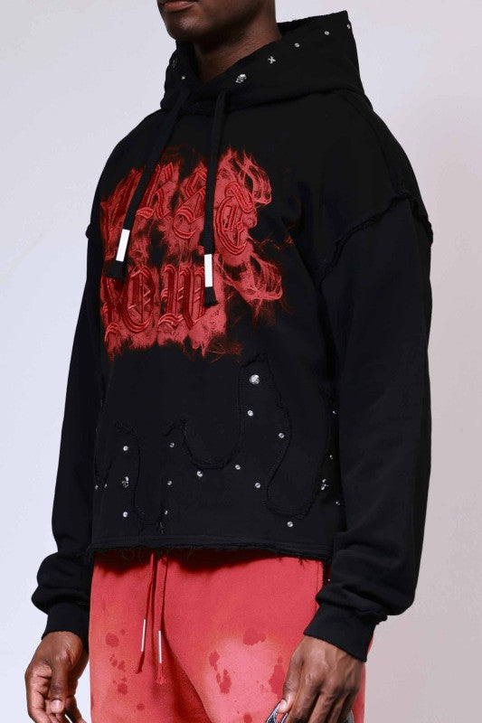 First Row {Wake Up And Be Fierce Stud Crop Hoodie}