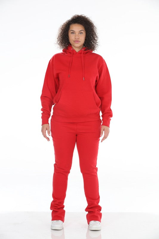 Stylo {Red Stacked Flare Sweatsuit}