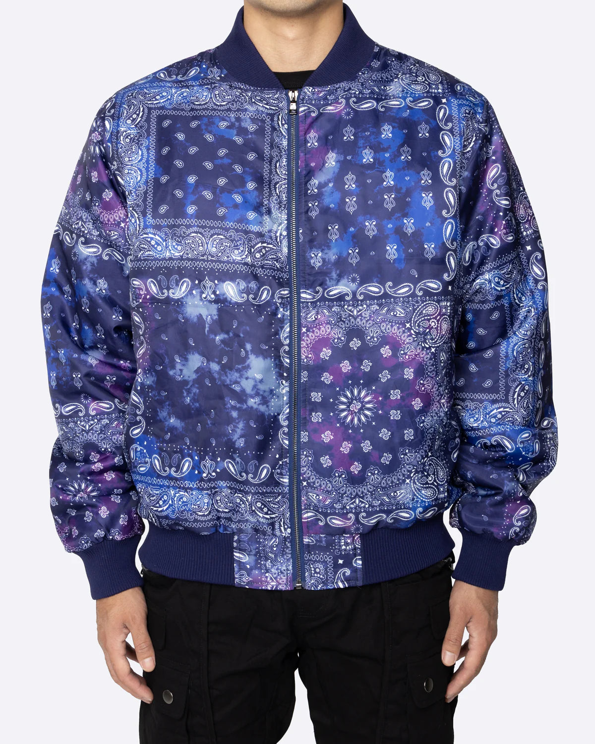 EPTM {TIE DYE BANDANA BOMBER JACKET - NAVY}