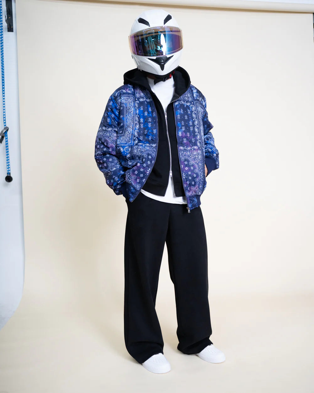 EPTM {TIE DYE BANDANA BOMBER JACKET - NAVY}