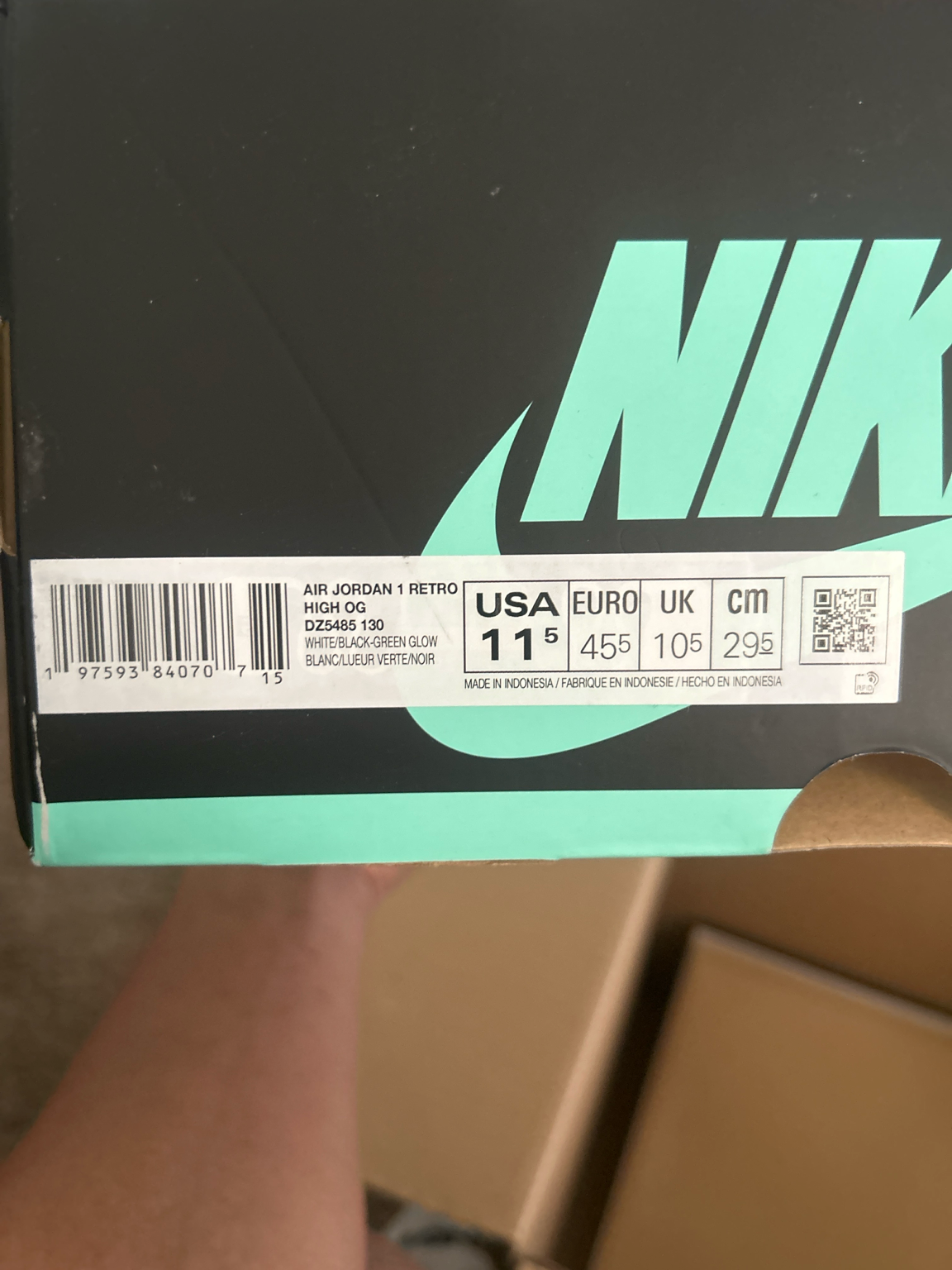 Air Jordan 1 Retro High OG “Green Glow” (DZ5485-130) {Men’s 11.5}