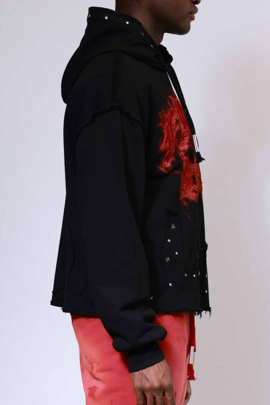 First Row {Wake Up And Be Fierce Stud Crop Hoodie}