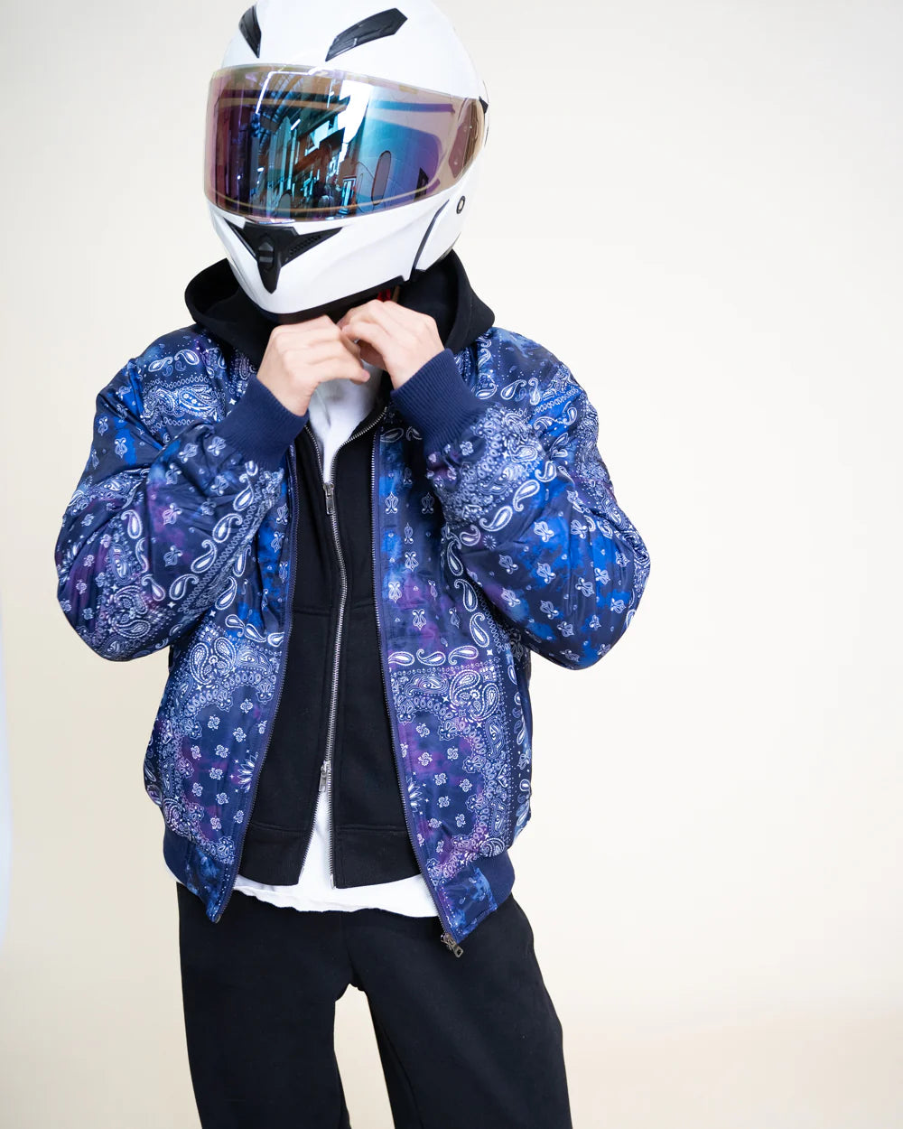 EPTM {TIE DYE BANDANA BOMBER JACKET - NAVY}