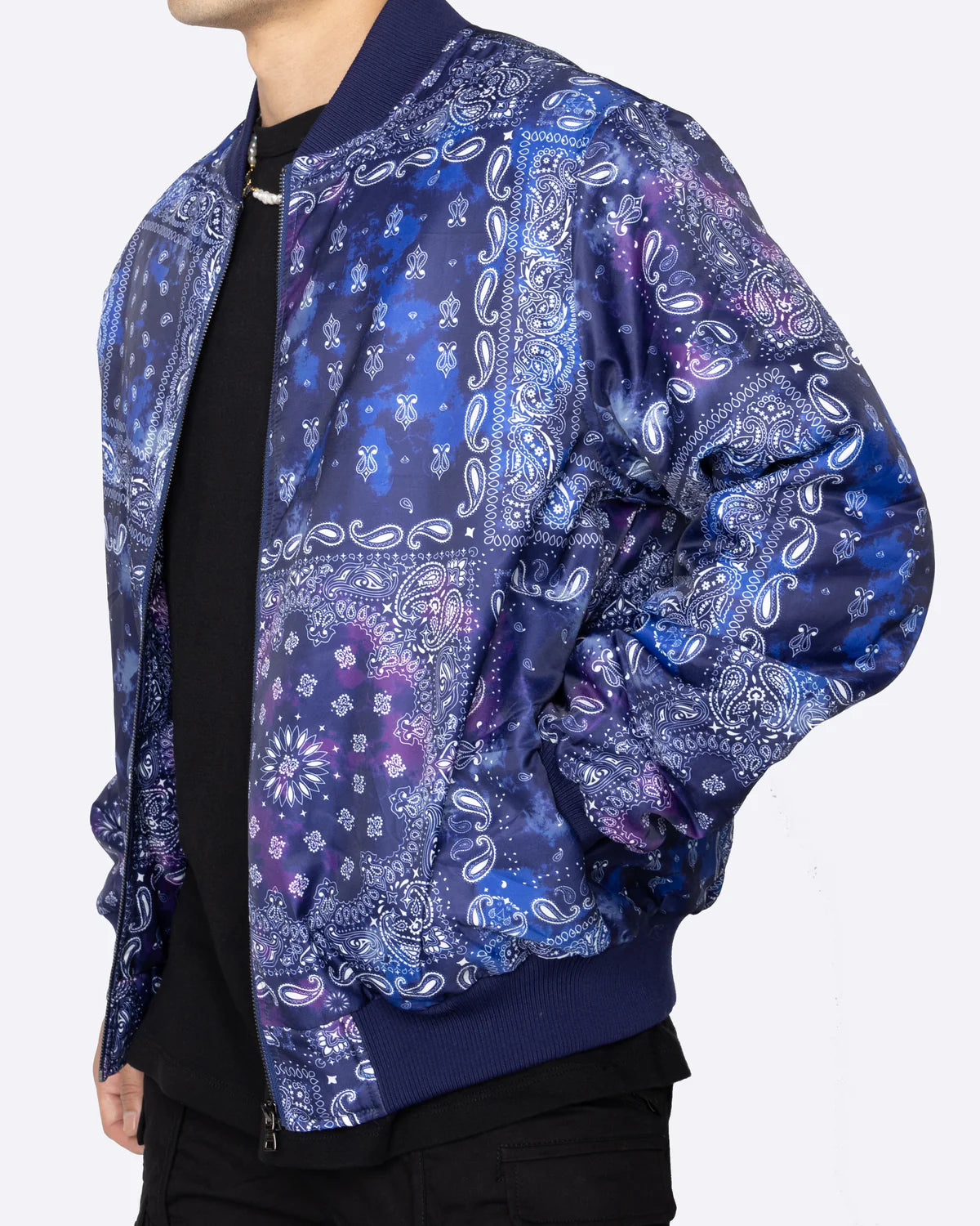 EPTM {TIE DYE BANDANA BOMBER JACKET - NAVY}