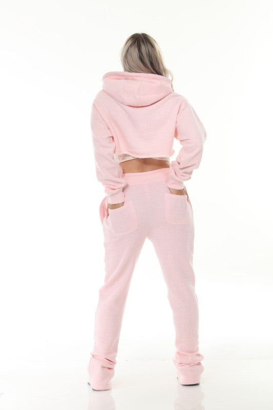 Stylo {Cropped Peach Nantucket Flared Sweatsuit}