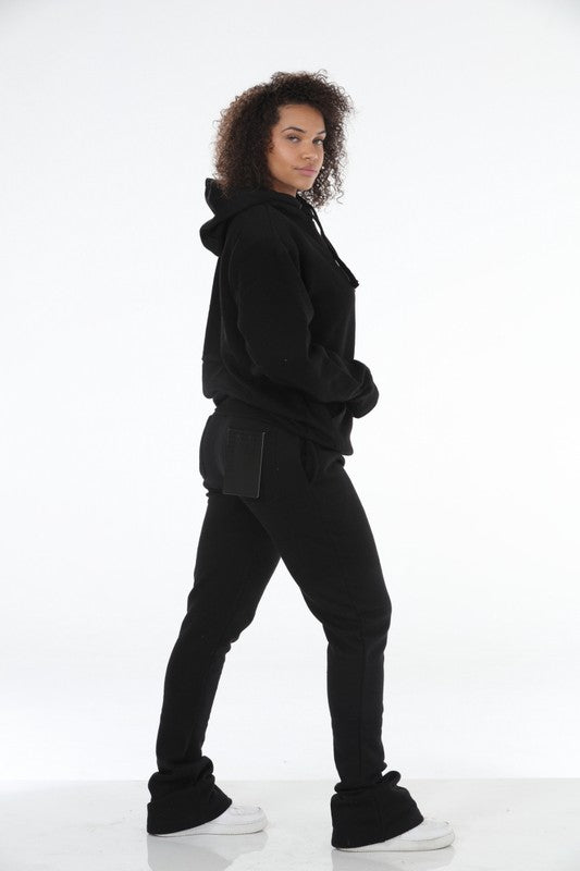 Stylo {Black Stacked Flare Sweatsuit}