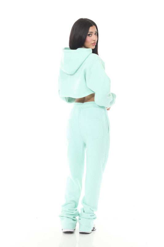 Stylo {Cropped Mint Nantucket Flared Sweatsuit}