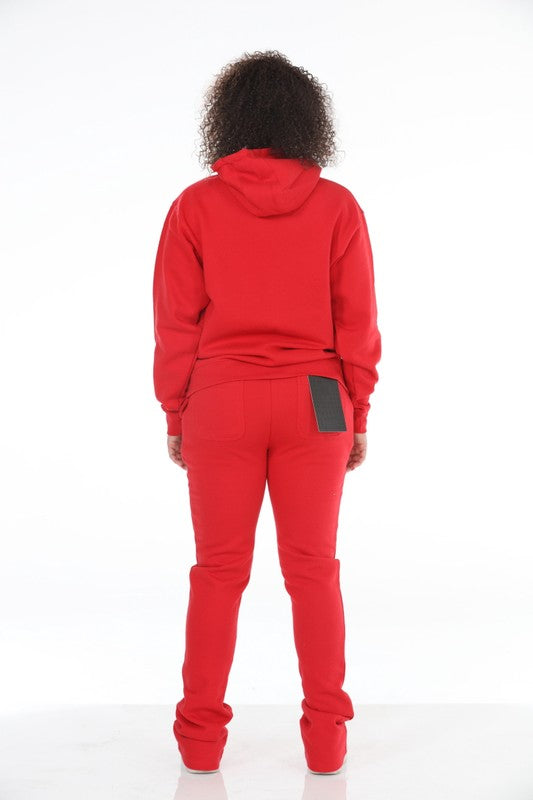 Stylo {Red Stacked Flare Sweatsuit}