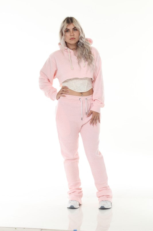 Stylo {Cropped Peach Nantucket Flared Sweatsuit}