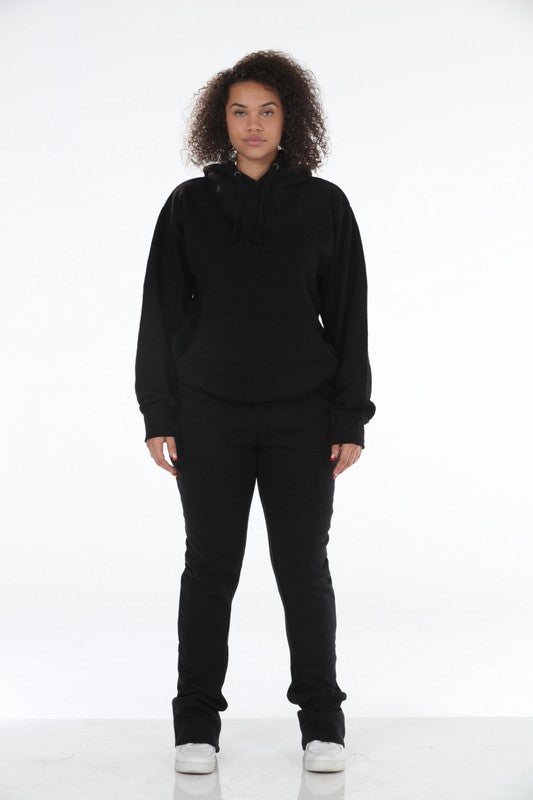 Stylo {Black Stacked Flare Sweatsuit}