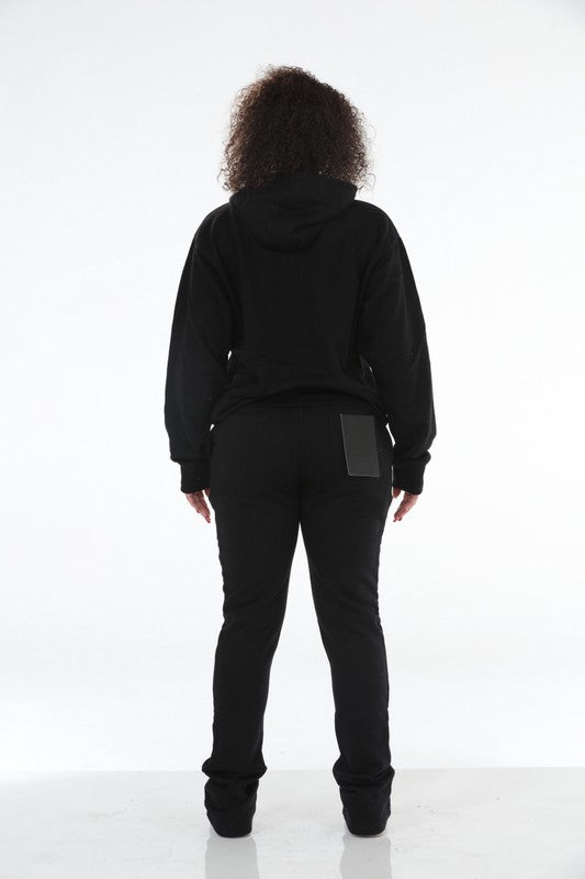 Stylo {Black Stacked Flare Sweatsuit}