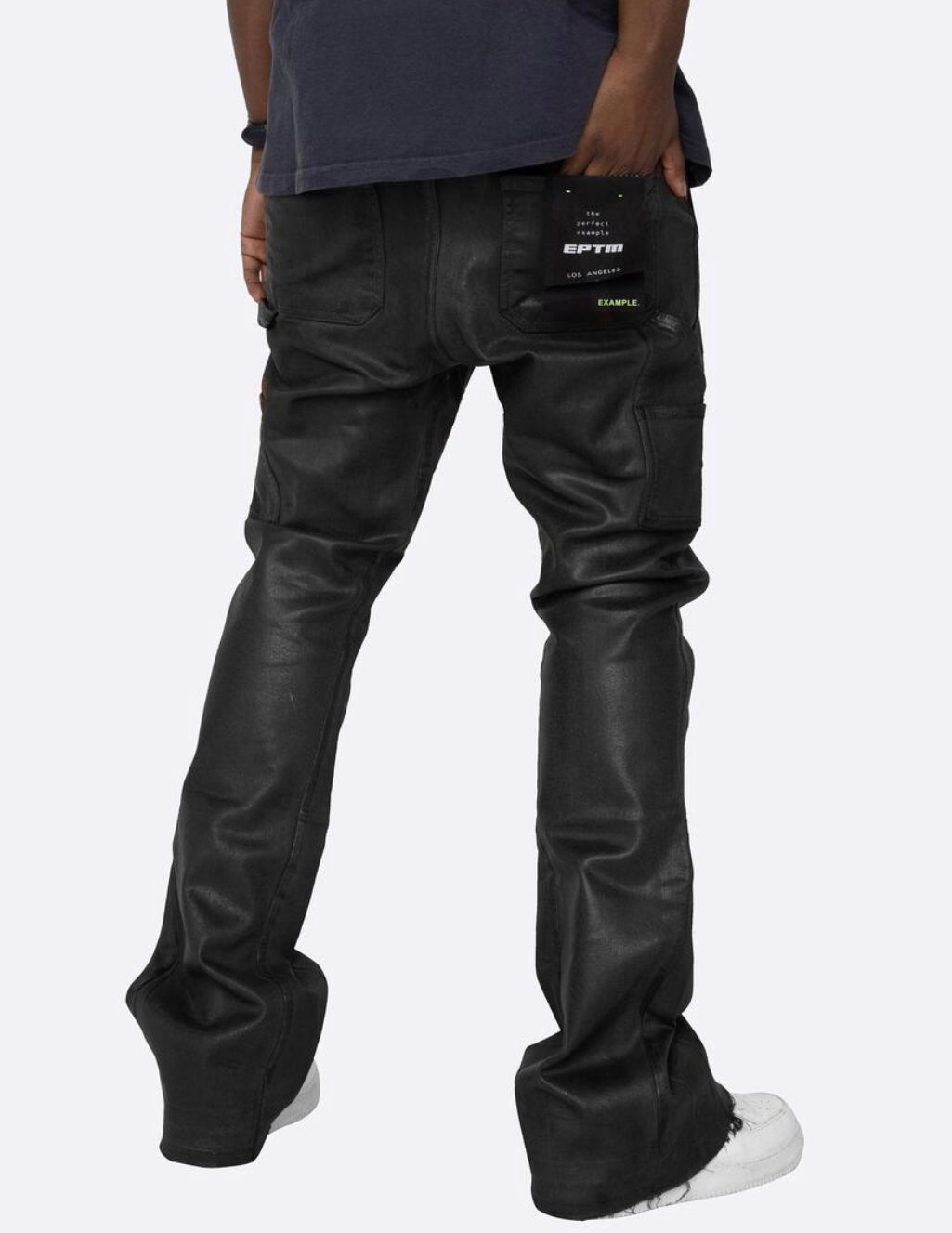 EPTM (MACKY FLARE WAX PANTS-BLACK)