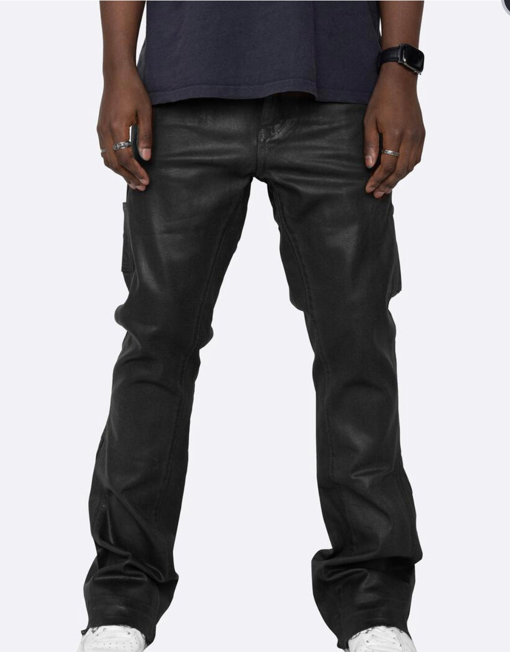 EPTM (MACKY FLARE WAX PANTS-BLACK)