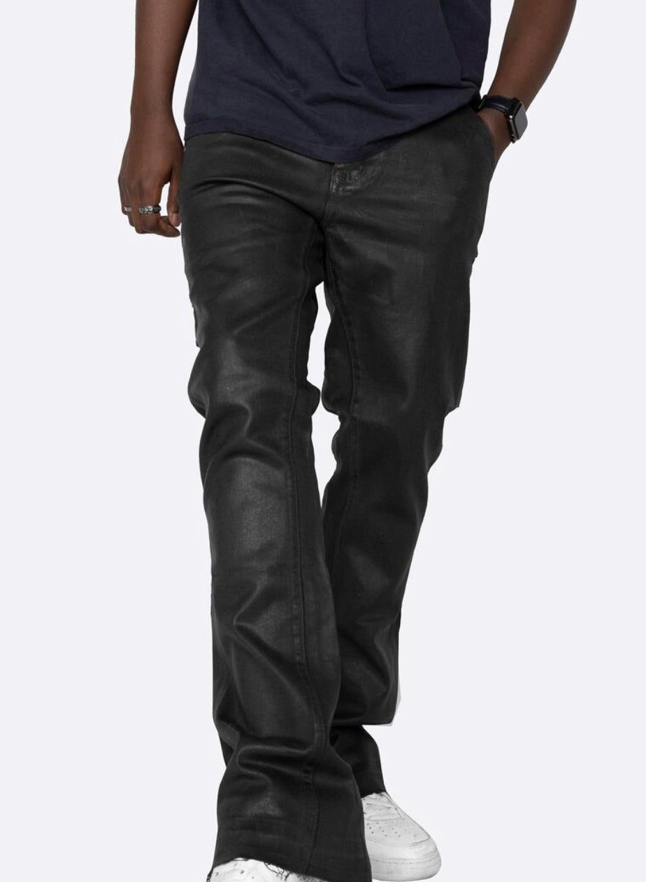 EPTM (MACKY FLARE WAX PANTS-BLACK)