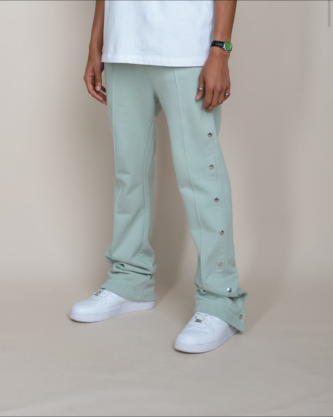 EPTM (French Terry Snap Flared Pants) sage