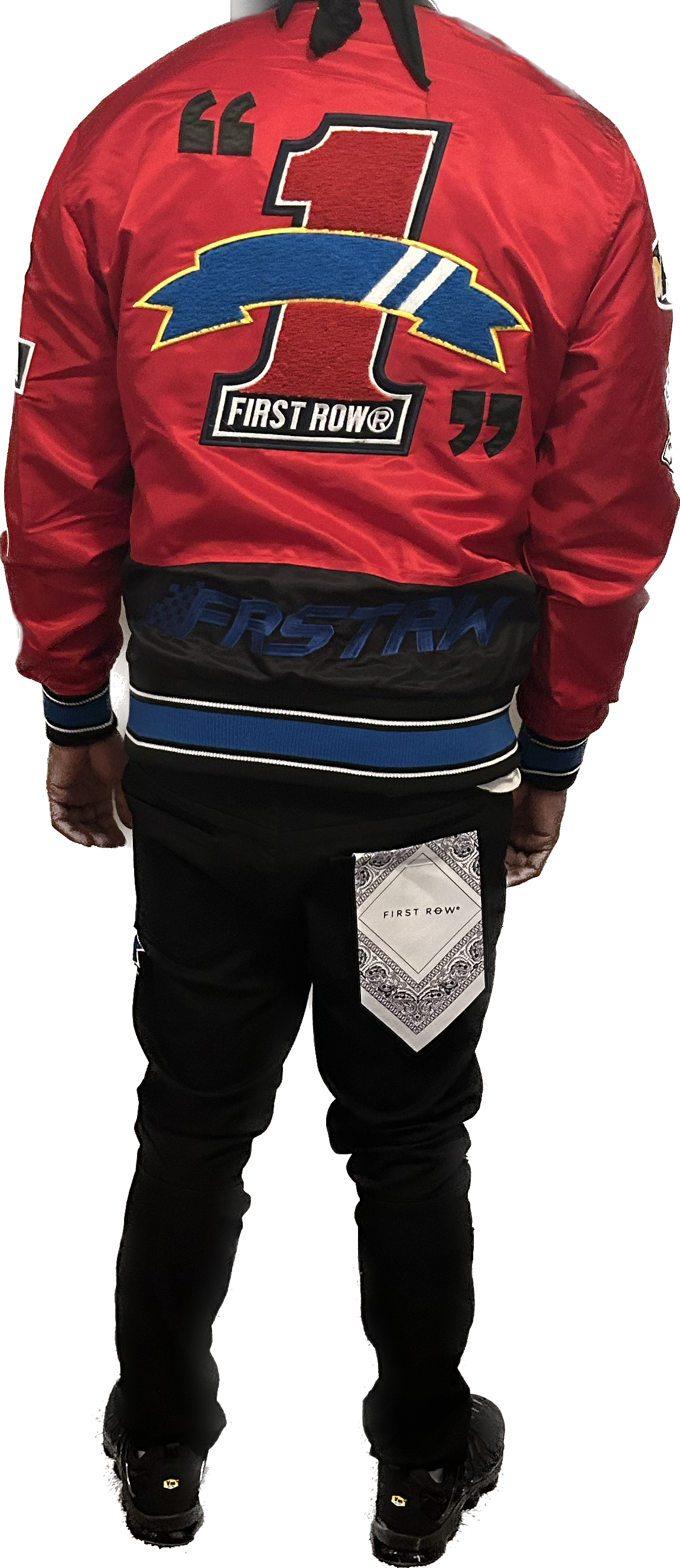 FIRST ROW (MEN'S RACING EMBROIDERED PATCHED VARSITY JACKET)