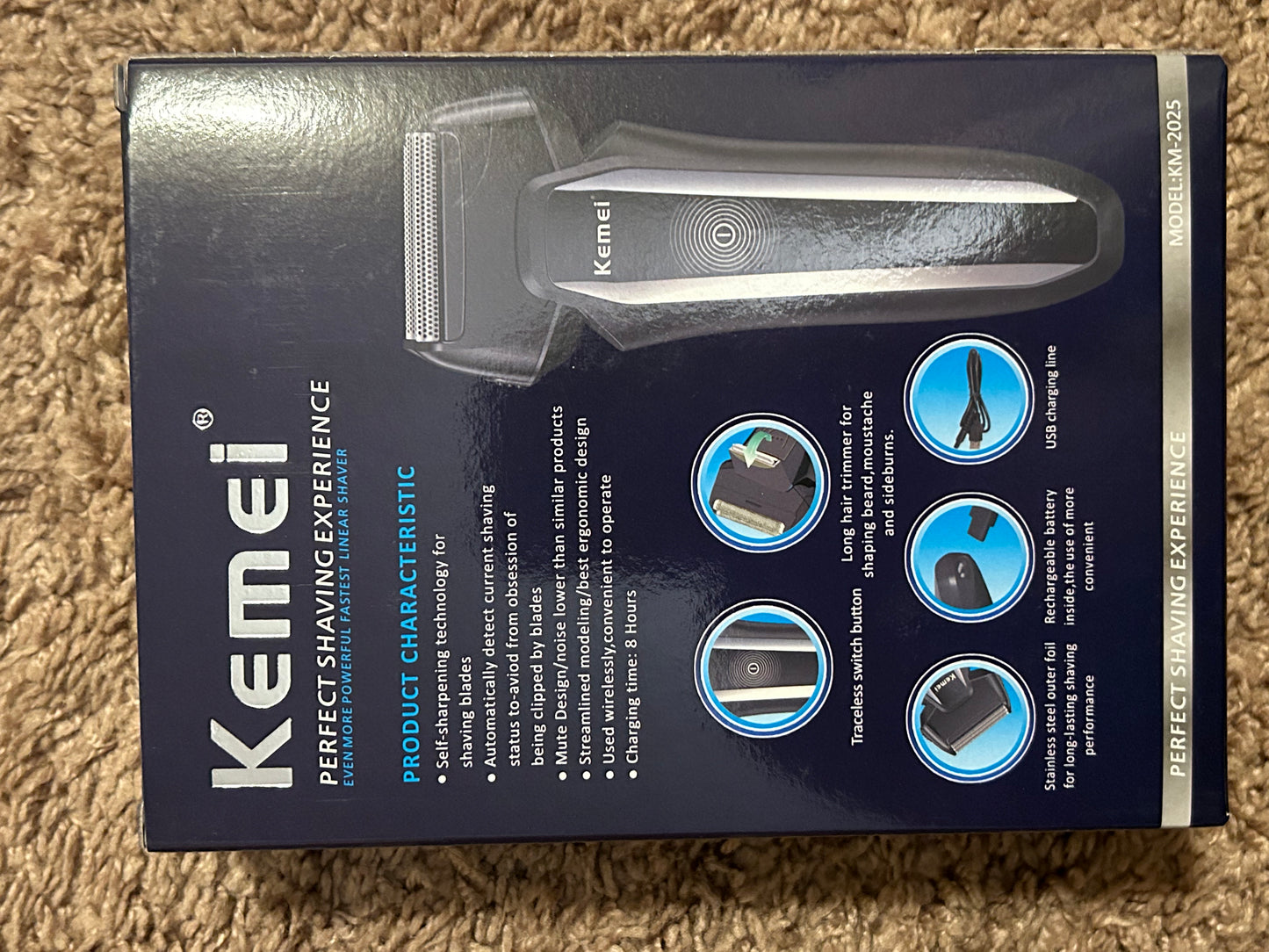 Kemei Mens Rechargeable Shaver with Two Blades Face Beard Sideburns Mustache KM-2025