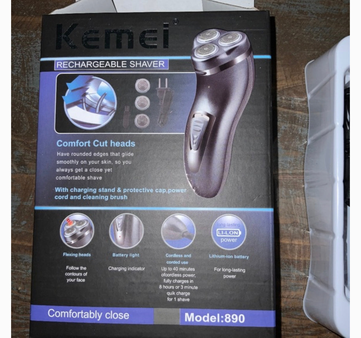 Kemei Rechargeable Electric Shaver w/3D Floating Head, KM-890